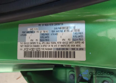 2011 Mazda Mazda2 Touring from USA, damaged, VIN JM1DE1HY0B0118233